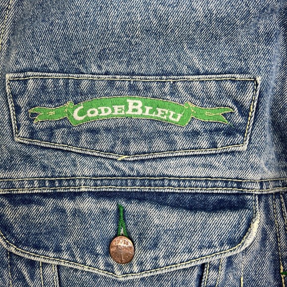 Vintage 80 90's Distressed ACID WASH Blue Jean Jacket Streetwear Coat Size M - Picture 3 of 9